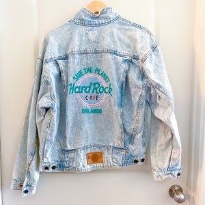 Vintage 1990 Hard Rock Cafe Orlando Denim Jean Jacket